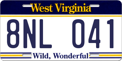 WV license plate 8NL041