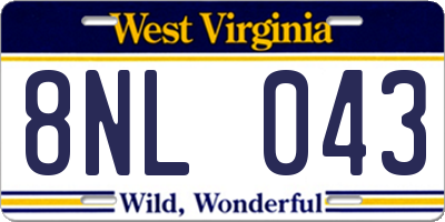 WV license plate 8NL043