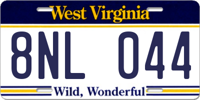 WV license plate 8NL044
