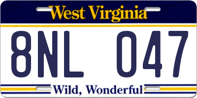 WV license plate 8NL047