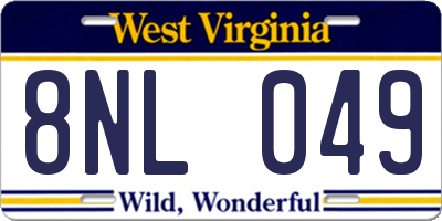 WV license plate 8NL049