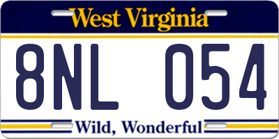 WV license plate 8NL054