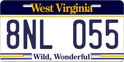 WV license plate 8NL055