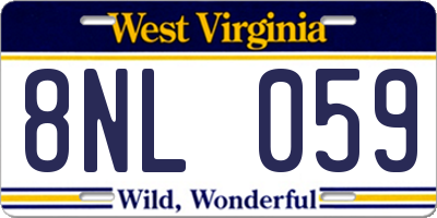 WV license plate 8NL059