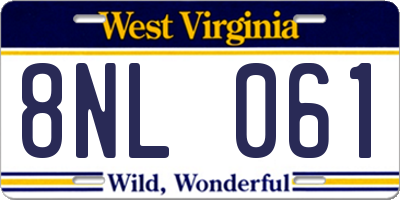 WV license plate 8NL061