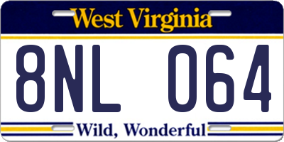 WV license plate 8NL064