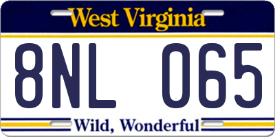 WV license plate 8NL065