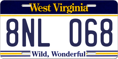 WV license plate 8NL068