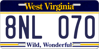 WV license plate 8NL070