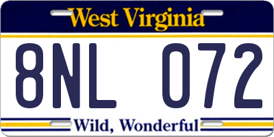 WV license plate 8NL072