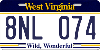 WV license plate 8NL074