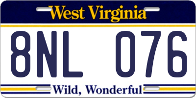 WV license plate 8NL076