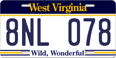 WV license plate 8NL078