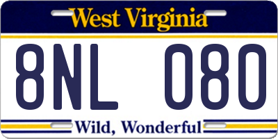 WV license plate 8NL080