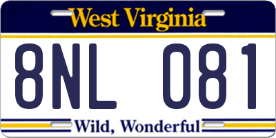 WV license plate 8NL081