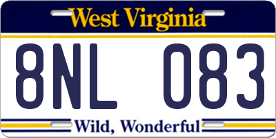 WV license plate 8NL083