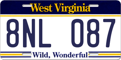 WV license plate 8NL087