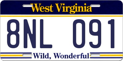 WV license plate 8NL091