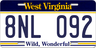 WV license plate 8NL092