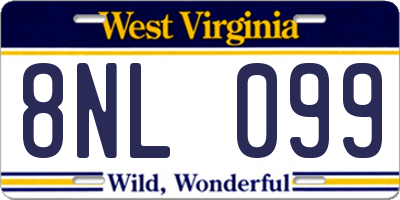 WV license plate 8NL099