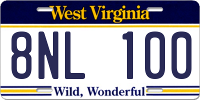 WV license plate 8NL100