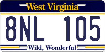 WV license plate 8NL105