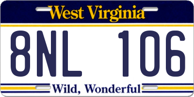 WV license plate 8NL106