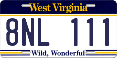WV license plate 8NL111