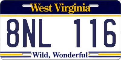 WV license plate 8NL116