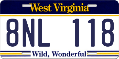 WV license plate 8NL118