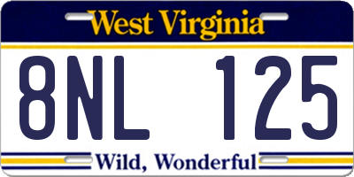WV license plate 8NL125