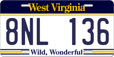 WV license plate 8NL136