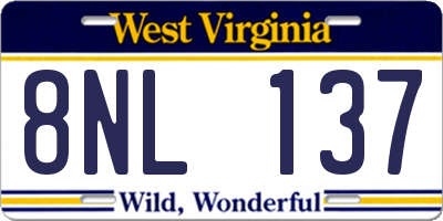 WV license plate 8NL137