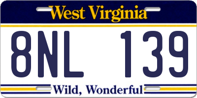 WV license plate 8NL139
