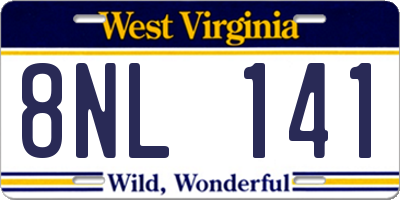 WV license plate 8NL141