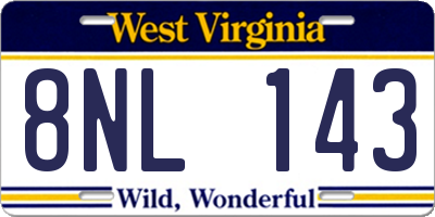 WV license plate 8NL143