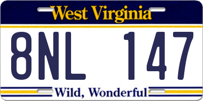 WV license plate 8NL147