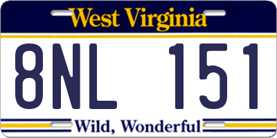 WV license plate 8NL151