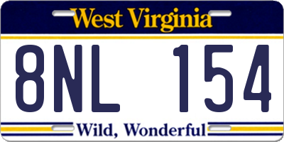 WV license plate 8NL154