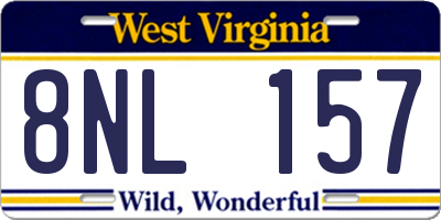 WV license plate 8NL157