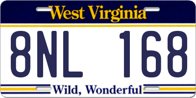 WV license plate 8NL168