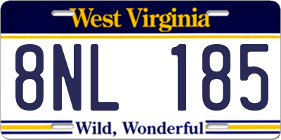 WV license plate 8NL185