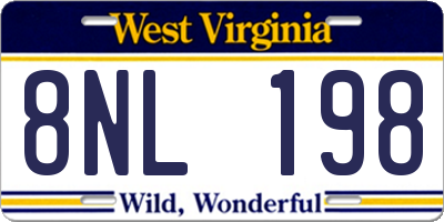 WV license plate 8NL198