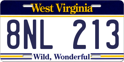 WV license plate 8NL213