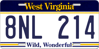 WV license plate 8NL214