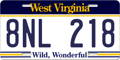 WV license plate 8NL218