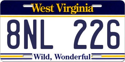 WV license plate 8NL226