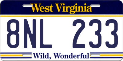 WV license plate 8NL233