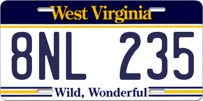 WV license plate 8NL235