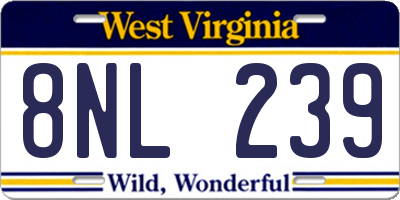 WV license plate 8NL239